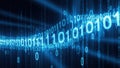 Falling binary code in blue digital matrix Royalty Free Stock Photo