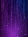 Falling Binary Code Matrix with Purple and Blue Gradient and Glowing Particles data digital Royalty Free Stock Photo