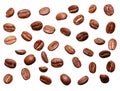 Falling black coffee grain, bean Royalty Free Stock Photo