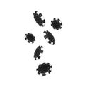Falling black and white poker chips in 3d design isolated on white background. Design element for casino. Vector Royalty Free Stock Photo