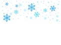 Falling blue snow, snowflakes on white isolated background. Christmas illustration. Royalty Free Stock Photo