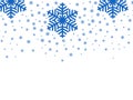 Falling blue snowflakes big and small. With a space for text. Vector Christmas illustration. Background.