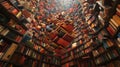Falling Books in a Library: An Overhead View Royalty Free Stock Photo