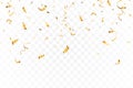 Falling bright Gold Glitter confetti celebration, serpentine isolated on transparent background. New year, birthday Royalty Free Stock Photo
