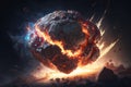 Falling burning asteroid scene, great extinction moment, generated ai