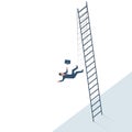 Falling businessman from the high stairs. Career growth