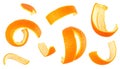 Falling candied orange peel on transparent background Royalty Free Stock Photo