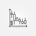 Falling Candlestick Chart vector Dollar Inflation concept line icon or symbol Royalty Free Stock Photo