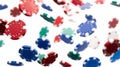 Falling casino chips on a white background Royalty Free Stock Photo