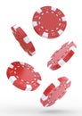 Falling casino chips on a white background Royalty Free Stock Photo