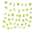 Falling celery slices isolated on white background, clipping path Royalty Free Stock Photo