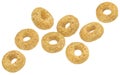 Falling cereal rings isolated on white background Royalty Free Stock Photo