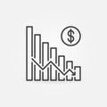 Falling Chart vector Hyperinflation concept outline icon or sign Royalty Free Stock Photo