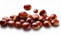 Falling Chestnuts isolate on White background Royalty Free Stock Photo