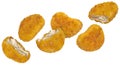 Falling chicken nuggets isolated on white background Royalty Free Stock Photo