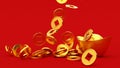 Falling Chinese lucky golden 3d coins. Royalty Free Stock Photo