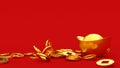 Falling Chinese lucky golden 3d coins. Royalty Free Stock Photo