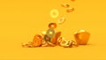 Falling Chinese lucky golden 3d coins.