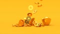 Falling Chinese lucky golden 3d coins. Royalty Free Stock Photo