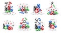 Falling chips and stacks of tokens, playing cards Royalty Free Stock Photo