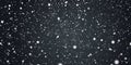 Falling Christmas Shining snow, fog and wind at dark night sky. Heavy snowfall, snowflakes different shapes and forms