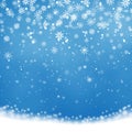 Falling Christmas Shining, transparent beautiful snow isolated on blue background. Snowflakes, snow Royalty Free Stock Photo