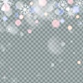 Falling Christmas Shining transparent beautiful snow isolated on transparent background. Snowflakes, snowfall. snowflake Royalty Free Stock Photo