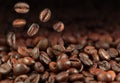 Falling coffee beans Royalty Free Stock Photo
