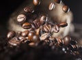 Falling coffee beans Royalty Free Stock Photo