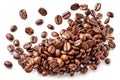 Falling Coffee Beans Isolated on White Background with Clipping Path Royalty Free Stock Photo