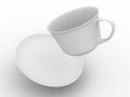 Falling coffee cup with saucer. Royalty Free Stock Photo