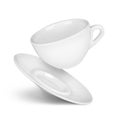 Falling coffee cup and saucer Royalty Free Stock Photo