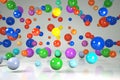 Falling colorful 3d balls