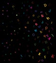Falling colorful letters english alphabet background design
