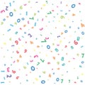 Falling colorful messy numbers. Math Royalty Free Stock Photo