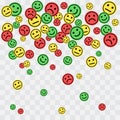 Falling colorful smileys. Vector illustration