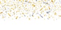 Falling confetti. Gold silver confetti. Celebrate birthday Christmas New Year flying ribbons. Party holiday decor Royalty Free Stock Photo