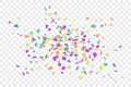 Falling confetti isolated white transparent background. Abstract design element festive party, Christmas holiday, New Royalty Free Stock Photo