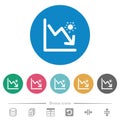 Falling covid graph flat round icons
