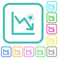 Falling covid graph vivid colored flat icons