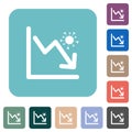 Falling covid graph rounded square flat icons