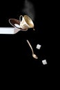 Falling of a cup of coffee Royalty Free Stock Photo