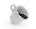 Falling cup of coffee isolated on a white background Royalty Free Stock Photo