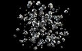 Falling 3D diamonds on black background Royalty Free Stock Photo