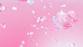 Falling diamonds on light pink background, luxury 3D render
