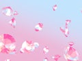 Falling diamonds on light pink background, luxury 3D render