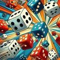 Falling Dice Multiple Exposure Pop Art Repeating dice in differe