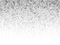 Falling digital numbers on a grey background. Abstract binary computer code.