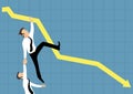 Falling down business graph. Royalty Free Stock Photo