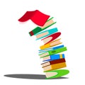 Falling Down Stack Of Book Vector. Huge Pile Of Books. Education Design. Isolated Cartoon Illustration